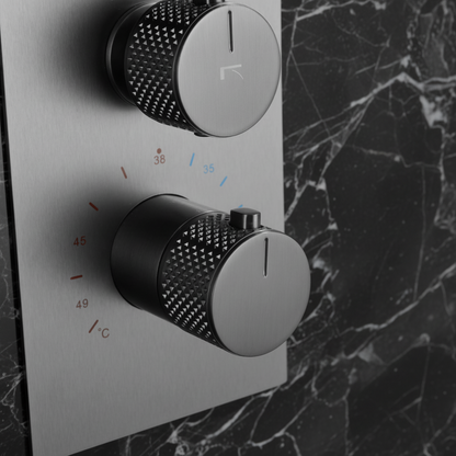 Thermostatische Inbouw Regendoucheset Isabella - Waterval - Gunmetal grey - Incl. inbouwdeel