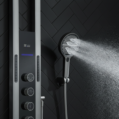 Thermostatisch Douchepaneel Marcelo – Digitale Display - Gunmetal Grey - 182 × 40 × 52 cm