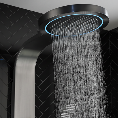 Douchepaneel Elena - LED - Digitaal display - Gunmetal grey - 145 × 18 × 65 cm