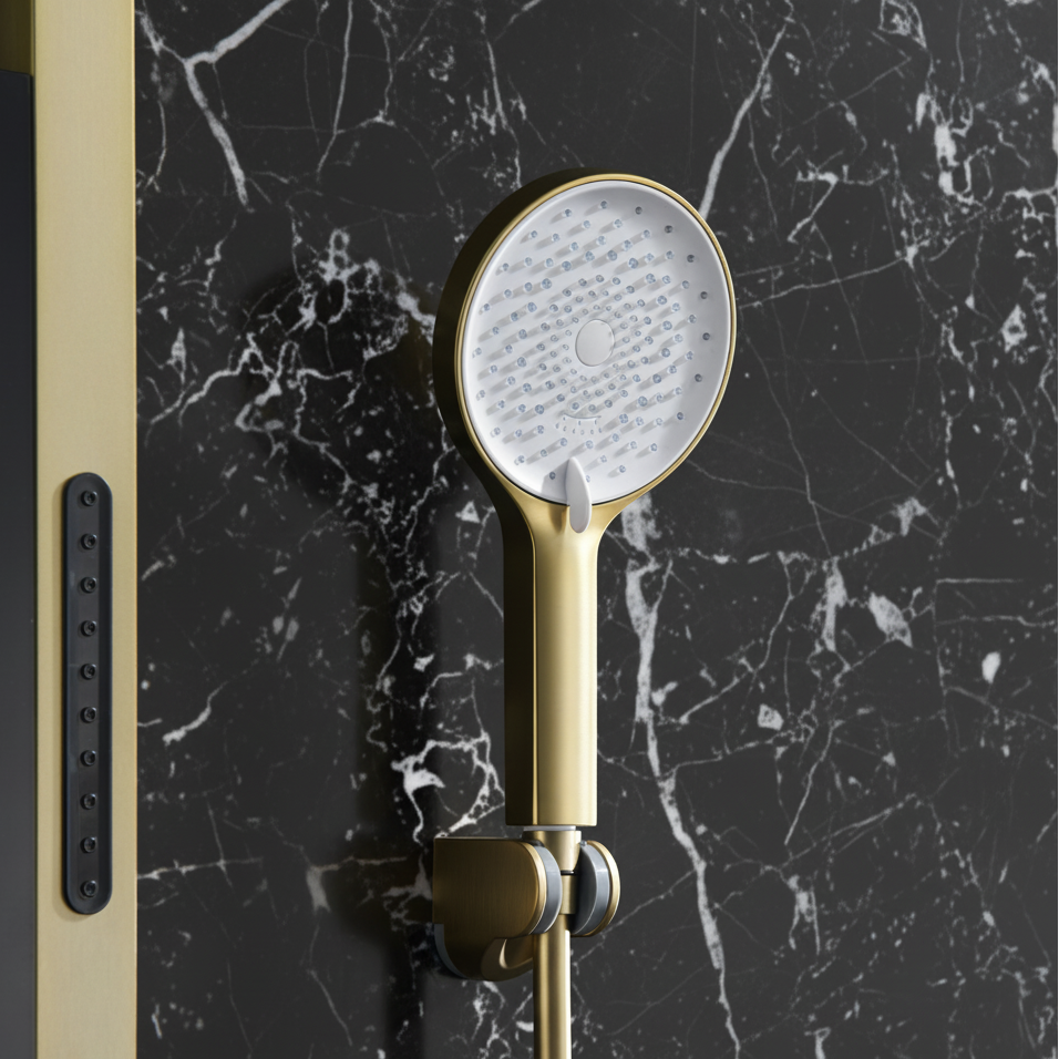 Thermostatisch Douchepaneel Marcelo – Digitale Display - Geborsteld goud - 182 × 40 × 52 cm