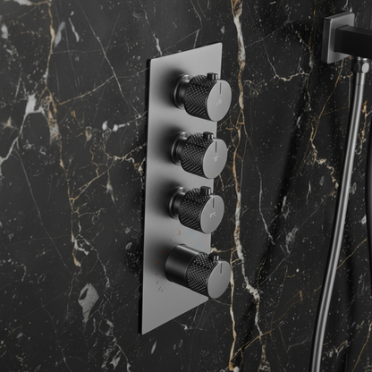 Thermostatische Inbouw Regendoucheset Isabella - Waterval - Gunmetal grey - Incl. inbouwdeel