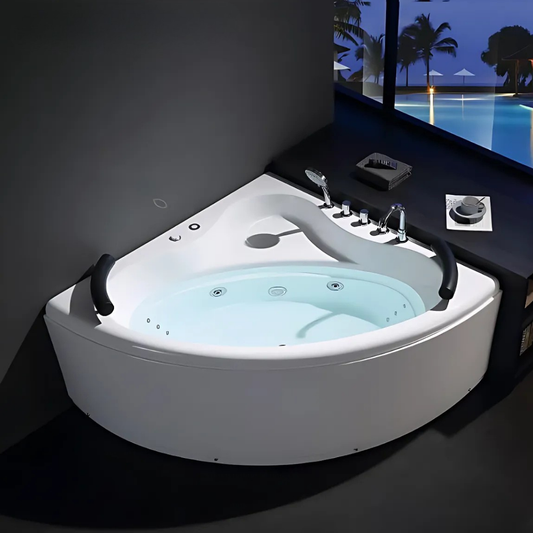 Hoekbad Massagebad – Napoli – Glans Wit – 141x141x77 cm