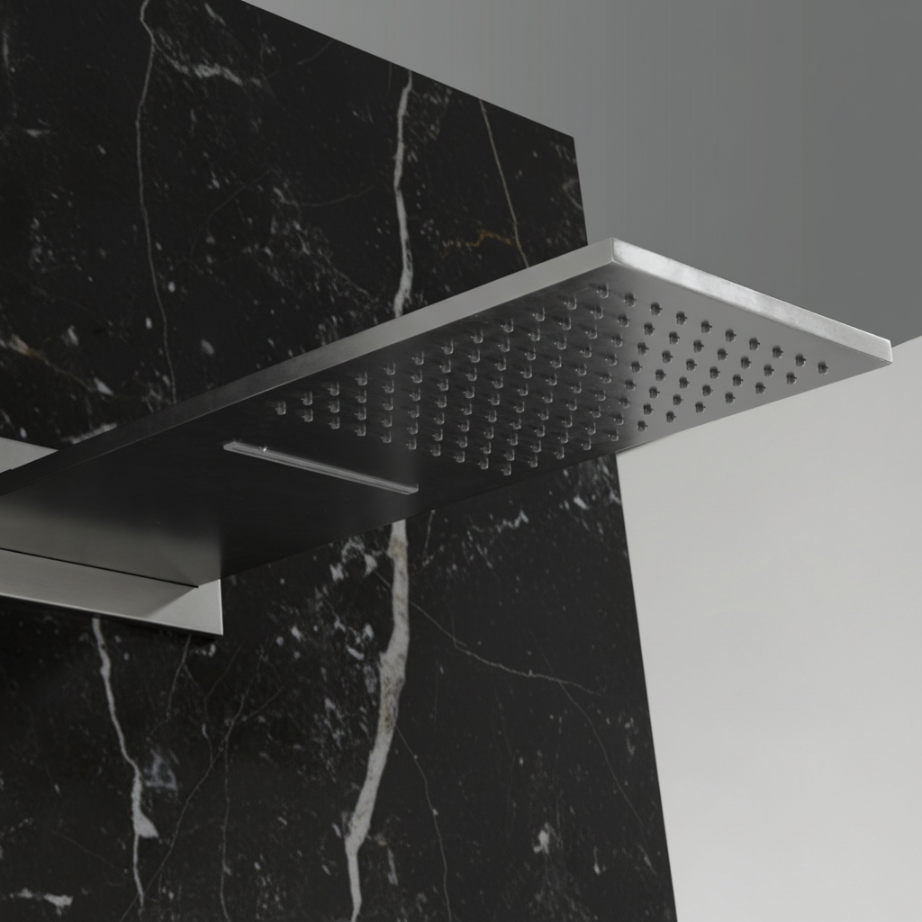 Thermostatische Inbouw Regendoucheset Isabella - Waterval - Gunmetal grey - Incl. inbouwdeel