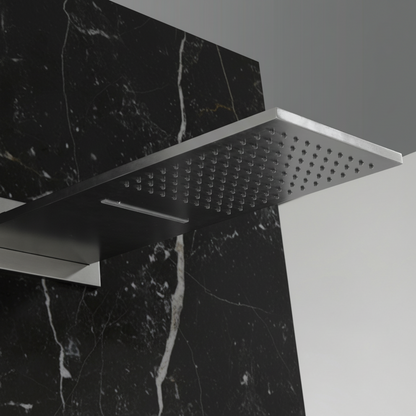 Thermostatische Inbouw Regendoucheset Isabella - Waterval - Gunmetal grey - Incl. inbouwdeel