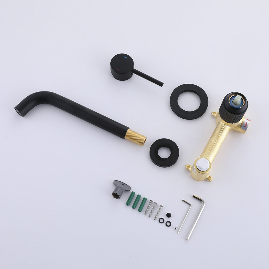 Inbouw wastafelkraan Angelica - Mat zwart - Incl. inbouwdeel - 23 × 20.5 × 10 cm