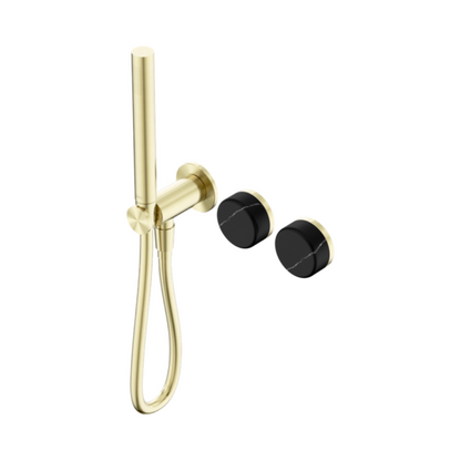 Inbouw douchemengkraan – Sorrento – Marquina Black – Staafhanddouche – Zonder achterplaat – Brushed gold