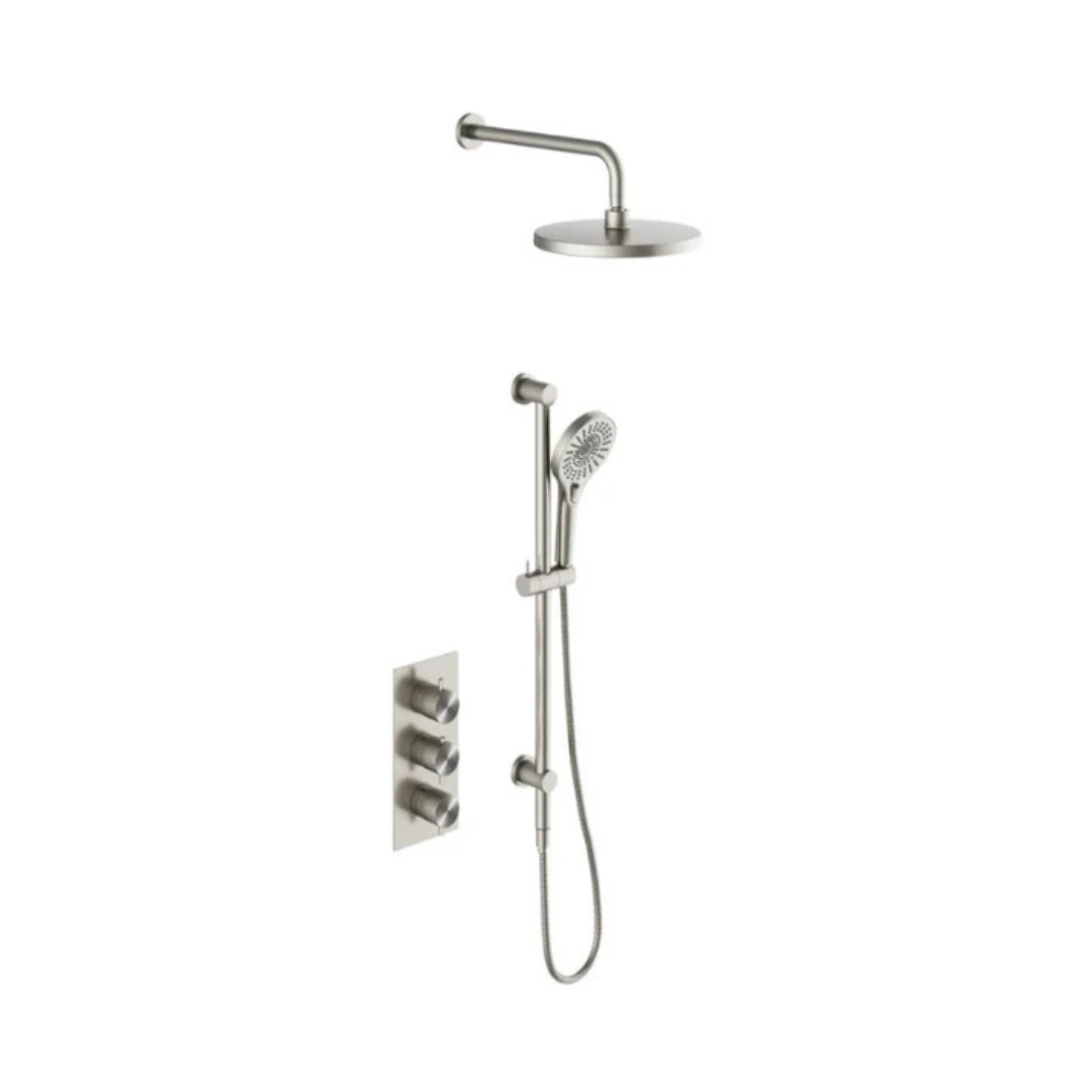 Thermostatiche inbouw regendoucheset Valencia - Air shower II - Brushed nickel