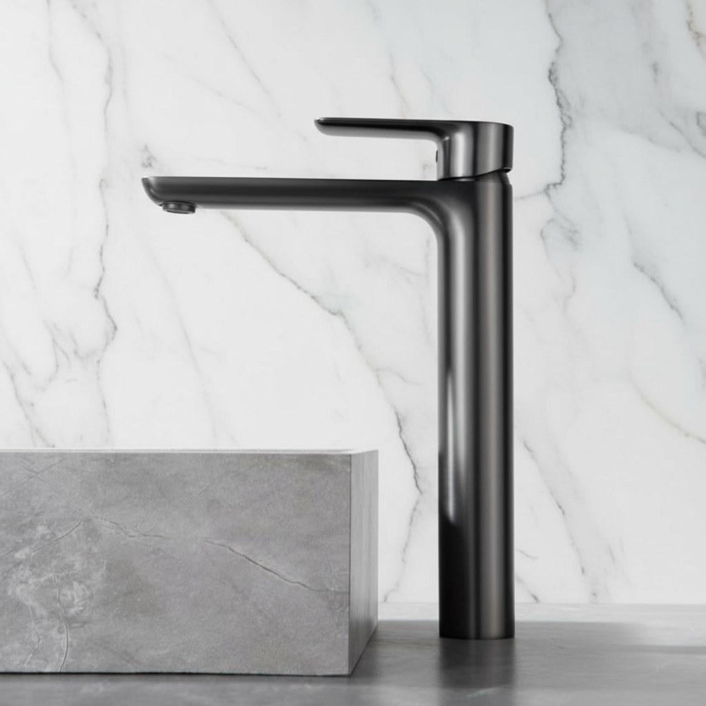 Hoge wastafelkraan  – Silvio – Gunmetal grey - 31,5 × 19 × 4,5 cm