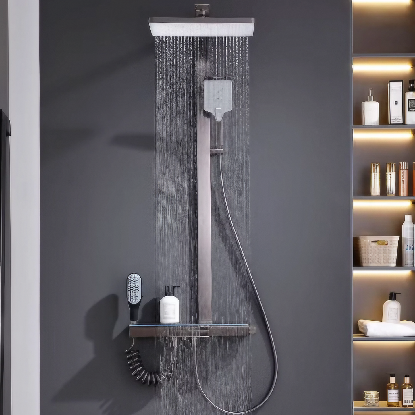 Opbouw Regendoucheset - Saint Tropez - Gun Grey - Digitaal Display