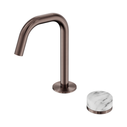 Inbouw Wastafelkraan Sorrento – Arabescato Corchia – 2-Gats – Rechte (edge) uitloop – Brushed Bronze