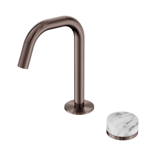 Inbouw Wastafelkraan Sorrento – Arabescato Corchia – 2-Gats – Rechte (edge) uitloop – Brushed Bronze