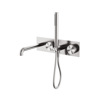 Inbouw badmengkraan Valencia - Staafhanddouche en uitloop - Brushed nickel