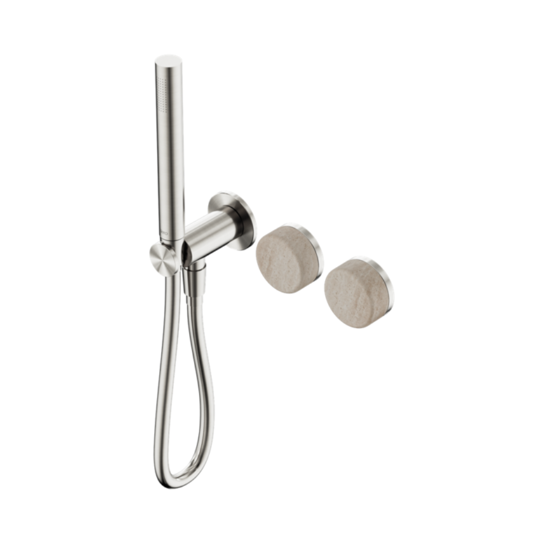 Inbouw douchemengkraan – Sorrento – Rome Travertine – Staafhanddouche – Zonder achterplaat – Brushed nickel