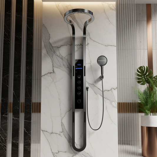 Thermostatisch Douchepaneel Marcelo – Digitale Display - Gunmetal Grey - 182 × 40 × 52 cm