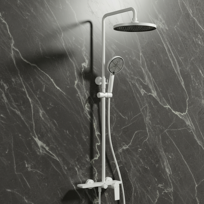 Opbouw regendoucheset Cynthia - Mat wit - 130 × 35 × 25 cm