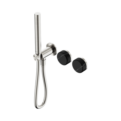 Inbouw douchemengkraan – Sorrento – Marquina Black – Staafhanddouche – Zonder achterplaat – Brushed nickel
