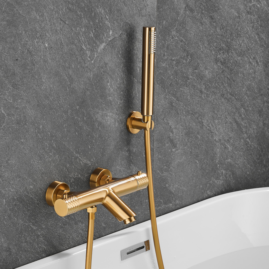 Thermostatische opbouw badkraan - Alessandra - Geborsteld goud