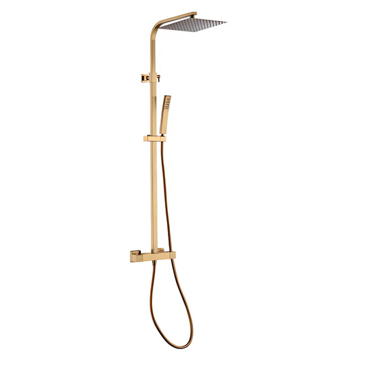 Thermostatisch opbouw regendoucheset - Giordano - Geborsteld goud