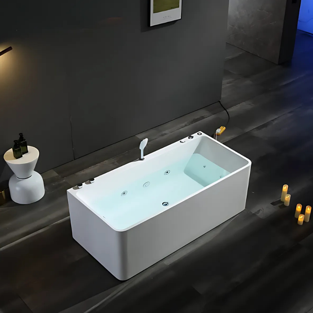 Vrijstaand Massagebad – Lorenzo – Glans Wit – 170x80x58 cm