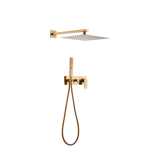 Thermostatische Inbouw Regendoucheset - Carla - Geborsteld goud