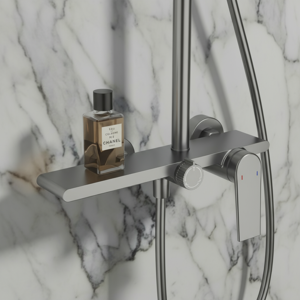 Opbouw regendoucheset Cynthia - Gunmetal grey - 130 × 35 × 25 cm