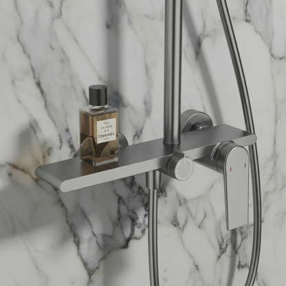 Opbouw regendoucheset Cynthia - Gunmetal grey - 130 × 35 × 25 cm