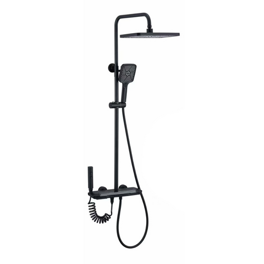 Thermostatische Opbouw Regendoucheset - Sandro - Mat zwart