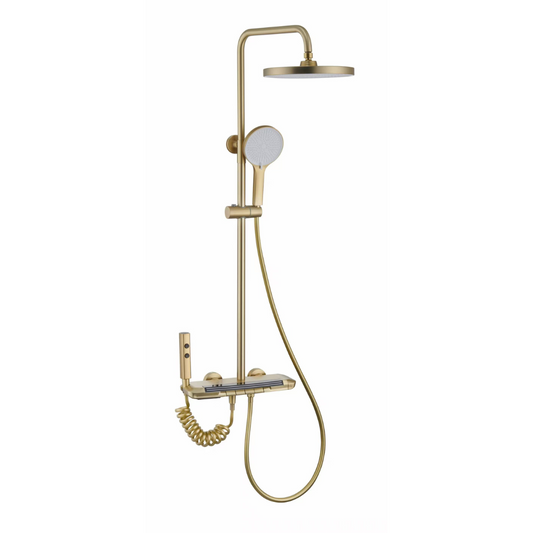 Thermostatische Opbouw Regendoucheset - Sandro - Geborsteld Goud