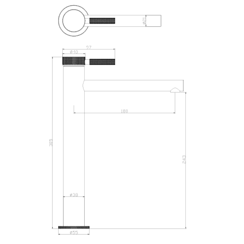 Hoge wastafelkraan Taylor - Chroom- 30.5 × 5.5 × 18 cm
