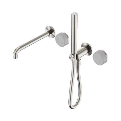 Inbouw badmengkraan Sorrento - Carrara - Staafhanddouche en uitloop - Zonder achterplaat - Brushed nickel