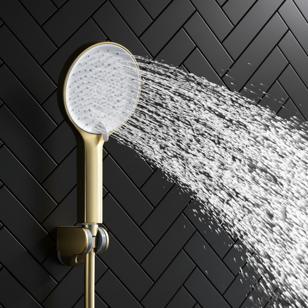 Thermostatisch Douchepaneel Marcelo – Digitale Display - Geborsteld goud - 182 × 40 × 52 cm