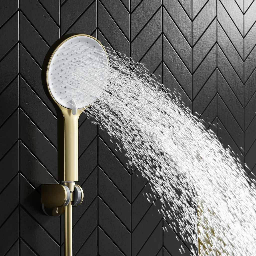 Thermostatisch Douchepaneel Marcelo – Digitale Display - Geborsteld goud - 182 × 40 × 52 cm