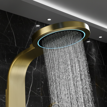 Douchepaneel Elena - LED - Digitaal display - Geborsteld goud - 145 × 18 × 65 cm