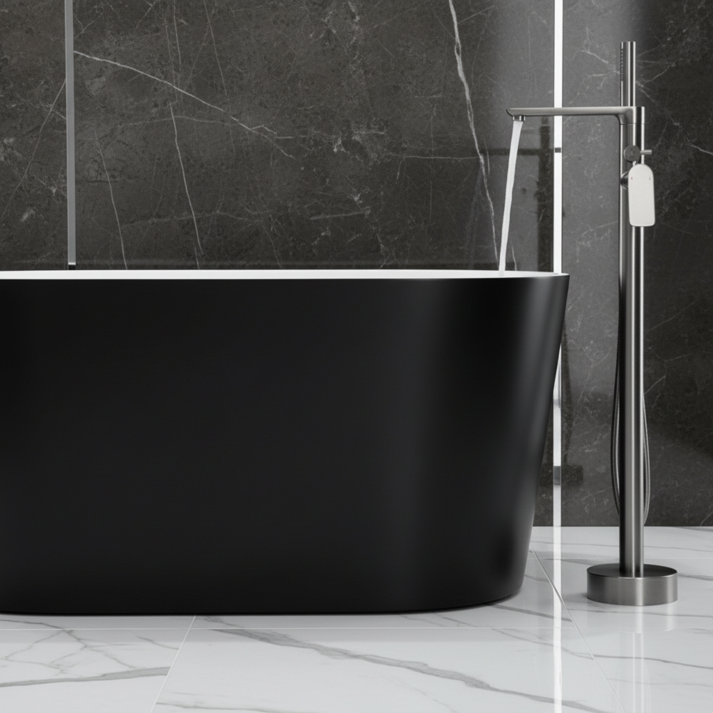 Vrijstaande badkraan Emilia - Gunmetal grey - 88 × 22 × 16 cm