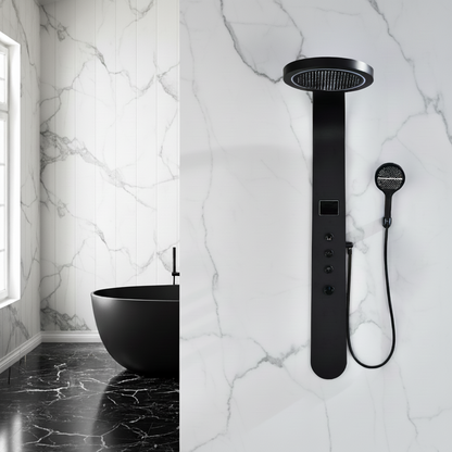 Douchepaneel Elena - LED - Digitaal display - Mat zwart- 145 × 18 × 65 cm