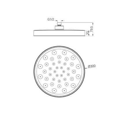 Regendouchekop Sorrento - Gun metal grey - 300mm