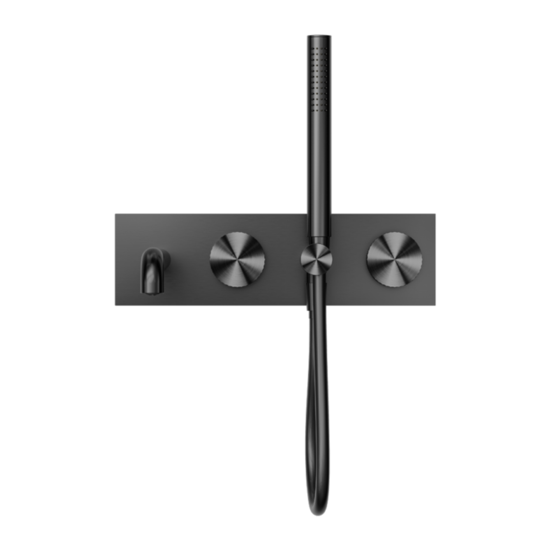 Inbouw badmengkraan Valencia - Staafhanddouche en uitloop - Grafiet