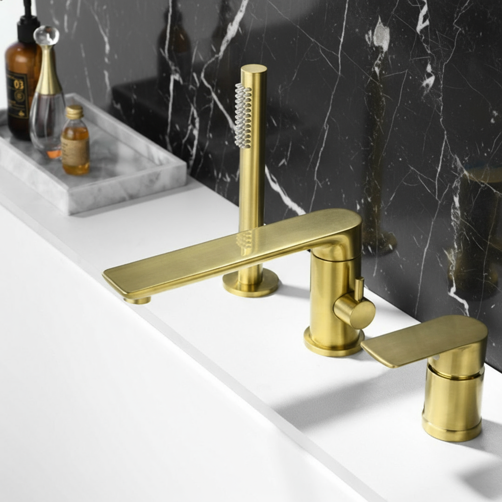 Opbouw badkraan Vero – Geborsteld goud - 21,6 × 24 × 19,5 cm