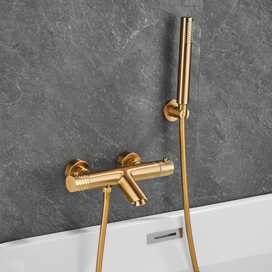 Thermostatische opbouw badkraan - Alessandra - Geborsteld goud