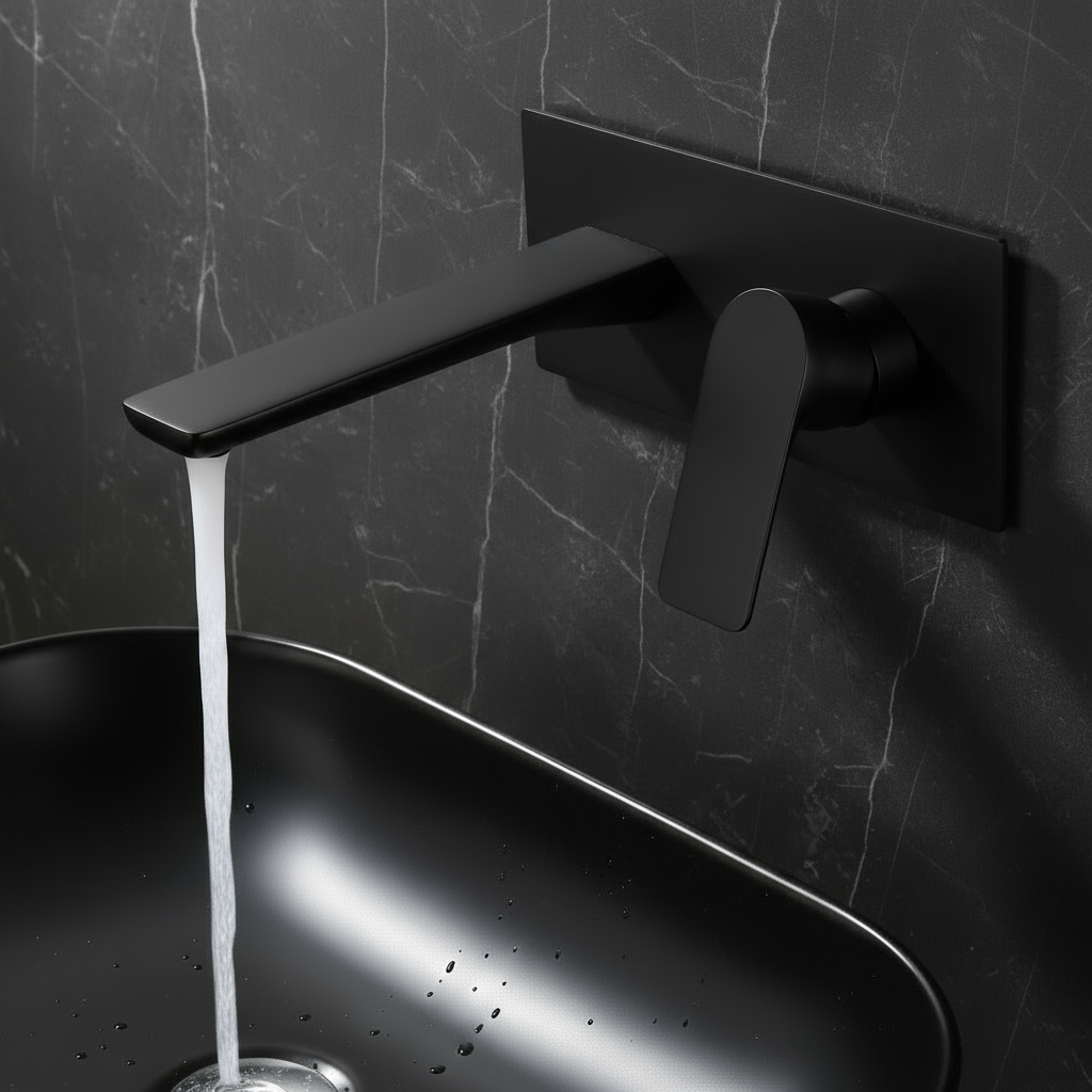 Inbouw wastafelkraan Silvio – Mat zwart - Incl. inbouwdeel - 25 × 10 × 20 cm