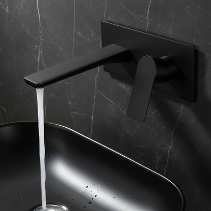 Inbouw wastafelkraan Silvio – Mat zwart - Incl. inbouwdeel - 25 × 10 × 20 cm