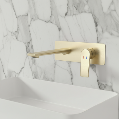 Inbouw wastafelkraan Diego  – Geborsteld goud - Incl. inbouwdeel - 22,5 × 11 × 20 cm