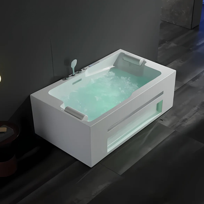 Opbouw Massagebad – Milan – Glans Wit – Bluetooth Speakers - 180x107x60 cm