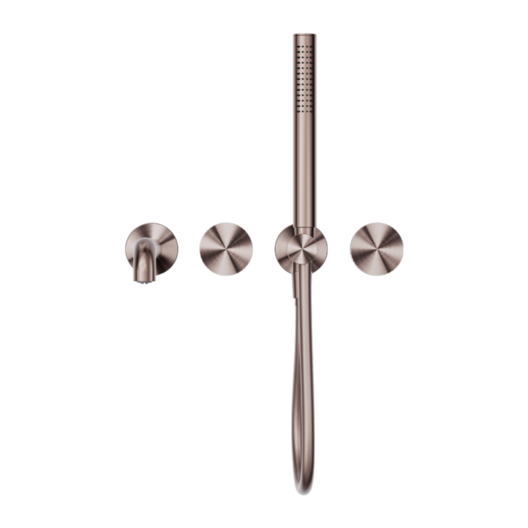 Inbouw badmengkraan Valencia - Staafhanddouche en uitloop - Zonder achterplaat - Brushed bronze