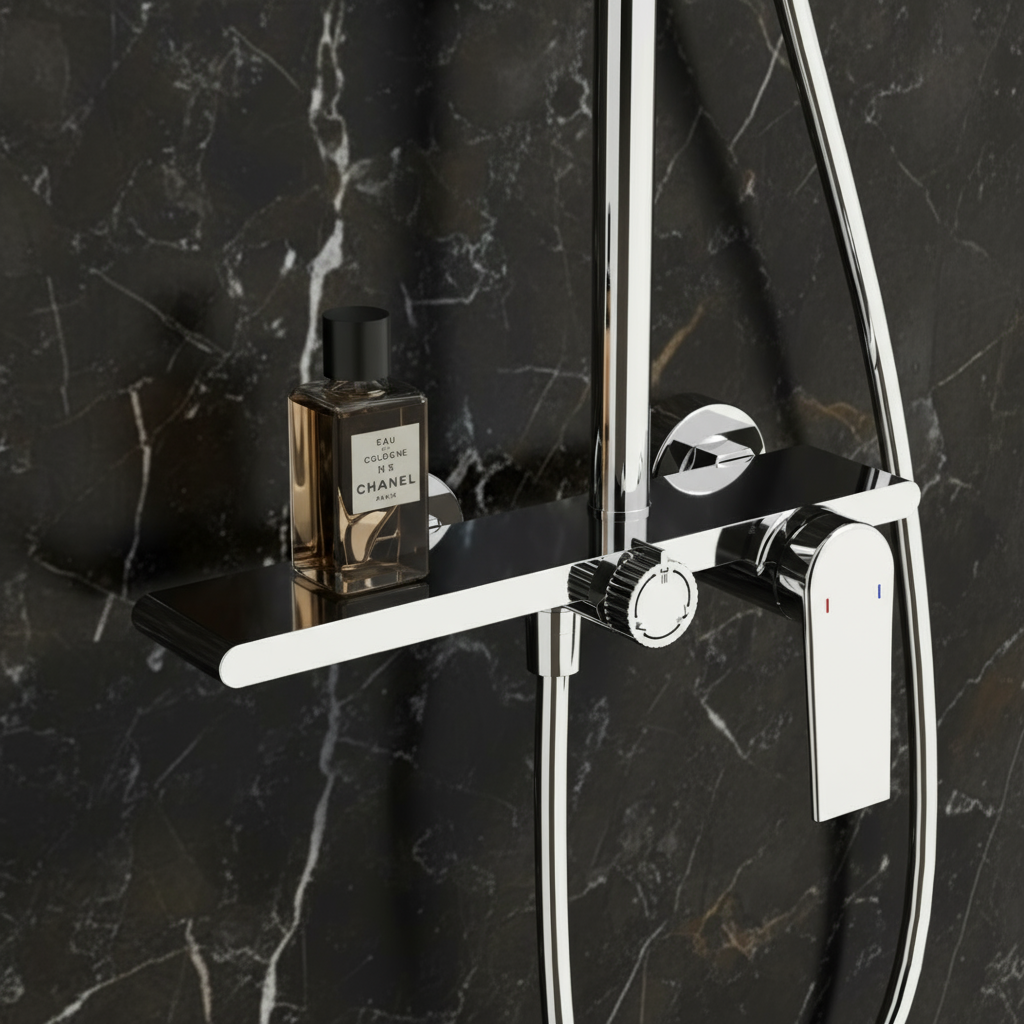 Opbouw regendoucheset Cynthia - Chroom- 130 × 35 × 25 cm