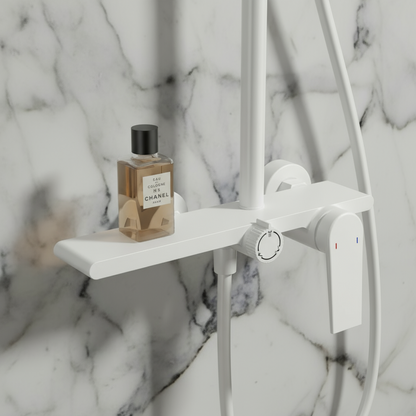 Opbouw regendoucheset Cynthia - Mat wit - 130 × 35 × 25 cm