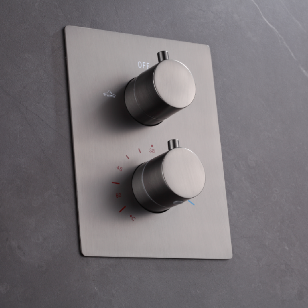 Thermostatische Inbouw Regendoucheset -  Lina - Geborsteld nikkel