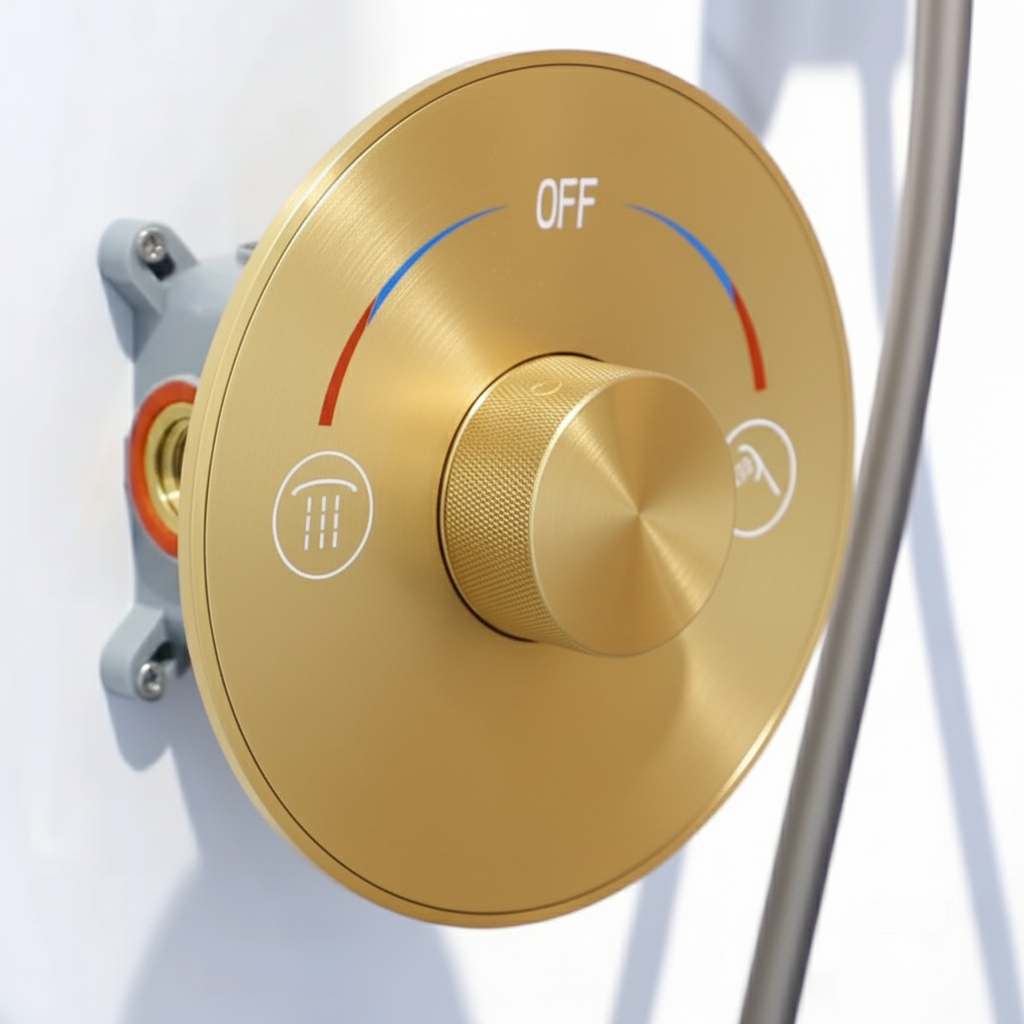 Inbouw Regendoucheset Amalia - Geborsteld goud - Incl. inbouwdeel