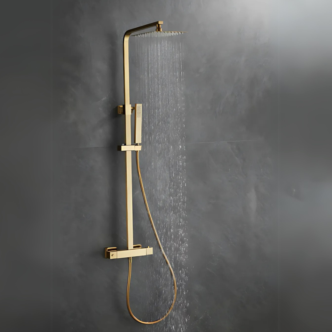 Thermostatisch opbouw regendoucheset - Giordano - Geborsteld goud