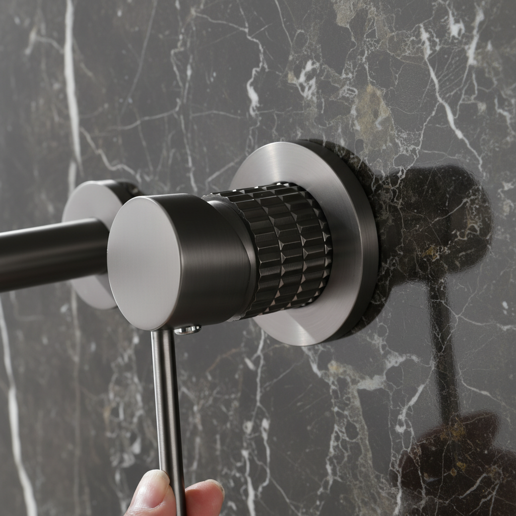 Inbouw wastafelkraan Angelica - Gunmetal grey - Incl. inbouwdeel - 23 × 20.5 × 10 cm